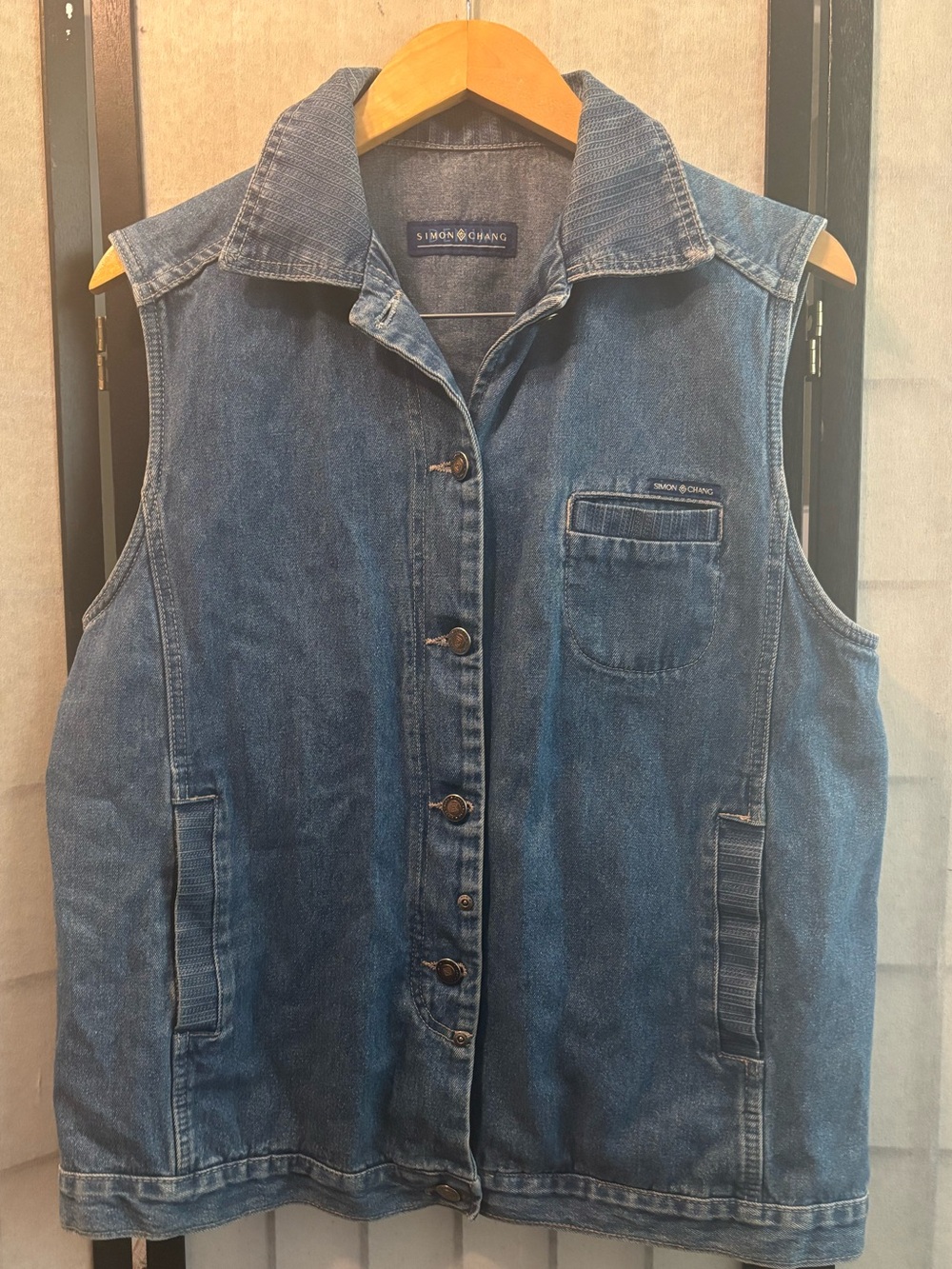 SIMON CHANG Denim Vintage Cotton Jean Vest